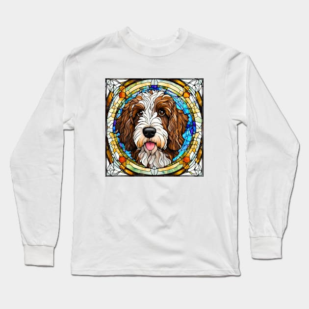 Stained Glass Bernedoodle Long Sleeve T-Shirt by Doodle and Things